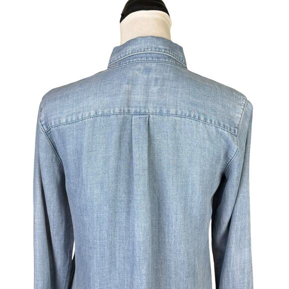 Ann Taylor LOFT Chambray Blue Softened Long Sleeve Relaxed Popover Tunic Shirt - Picture 5 of 12